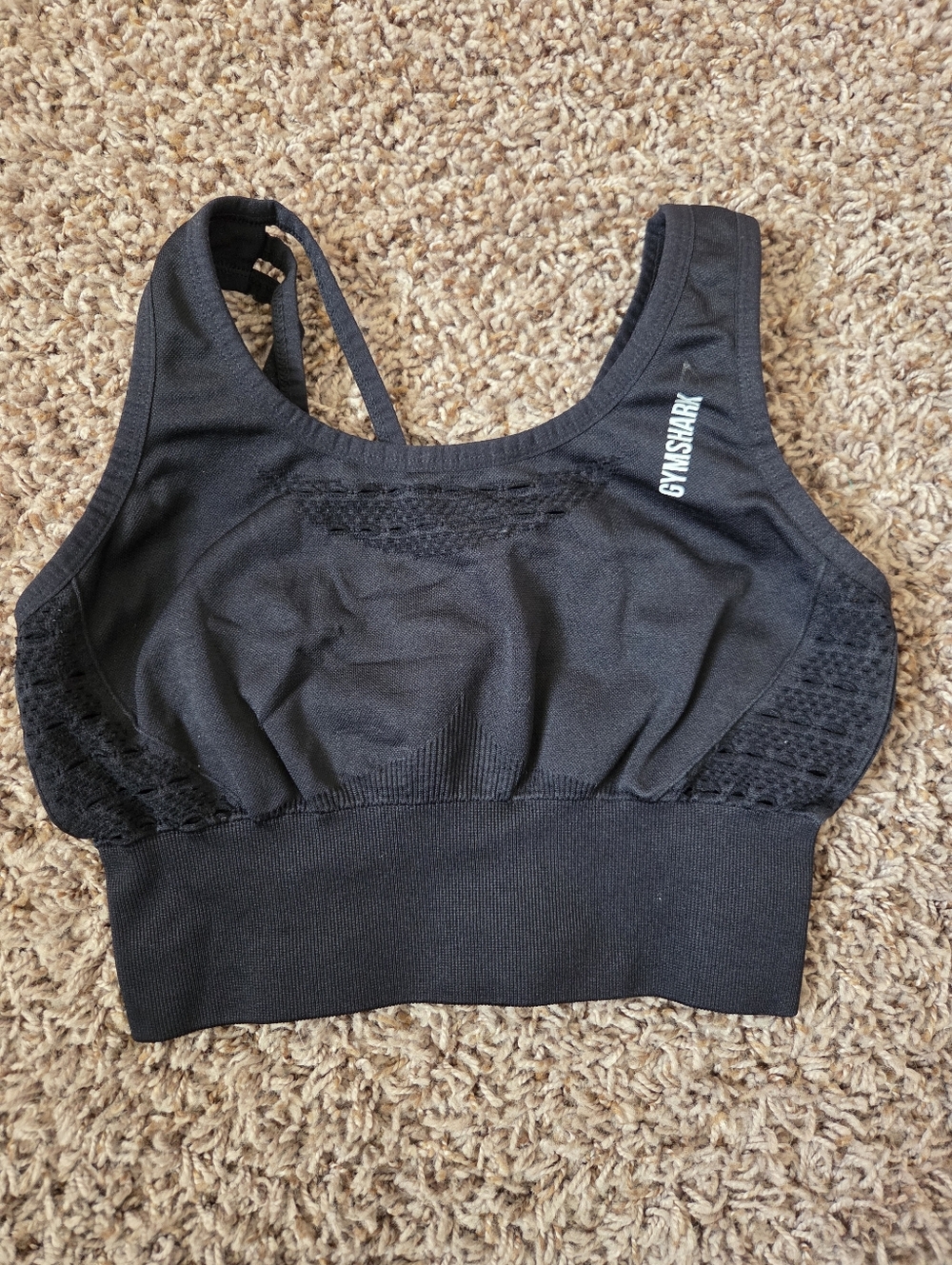 Gymshark Black Seamless Lace-Trim Sports Bra